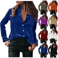 thumbnail image 1 of Xdegoge Womens Velvet Top Button Down V Neck Tops Casual Long Sleeve Lapel Blouse Classic Vintage Tunic Blouses Fall Winter Stylish Elegant Shirt, 1 of 7