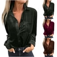 thumbnail image 1 of Xdegoge Womens Velvet Top Button Up Lapel Blouse Casual Loose Long Sleeve Tops Vintage Classic Elegant Blouses Fall Winter Trendy Party Festival Outfits, 1 of 8