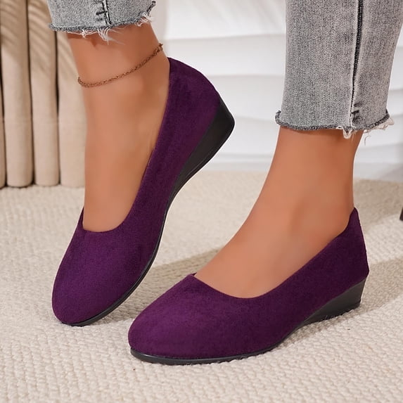 Xdegoge Womens Wedges Closed Toe Pointed Toe Slip On Suede Casual Summer Dress Shoes Low Heel Lightweight Soft Sole Daily Walking Office Outdoor
