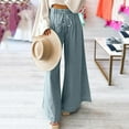 thumbnail image 1 of Xdegoge Womens Wide Leg Jeans High Rise Drawstring Elastic Waist Pants Flowy Summer Beach Vacation Trousers Trendy Ruffle Bottoms with Pockets, 1 of 5