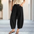 thumbnail image 1 of Xdegoge Womens Wide Leg Lounge Pants Casual Loose Fit Pleated Trousers with Pockets High Waisted Elastic Flowy Beach Yoga Pants for Summer Vacation, 1 of 6