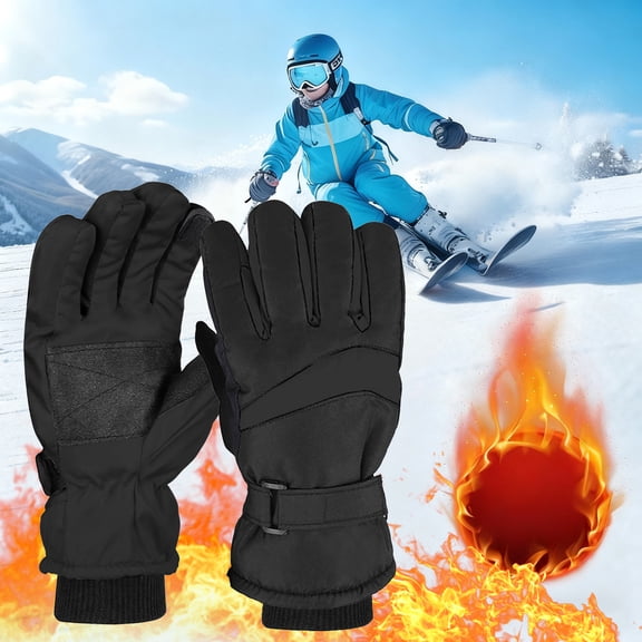 Xdegoge Womens Winter Gloves Fleece-Lined Waterproof Windproof Warm Gloves for Outdoor Hiking, Camping, Skiing, Cycling, Or Daily Wear Fashionable Couple Matching Gloves with Adjustable Wrist Strap