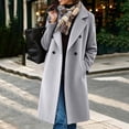 thumbnail image 1 of Xdegoge Womens Winter Pea Coat Long Double Breasted Trench Coat Lapel Collar Wool Blend Overcoat with Pockets formal Outerwear, 1 of 9