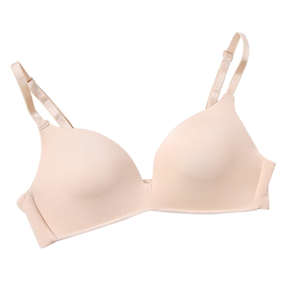 Xdegoge Womens Wireless Bra Full Coverage Wireless Push up Sport Bras Full Coverage Support Lift Up V Neck Bralette Soft Comfort Everyday Bras Underwer Plus Size Beige L