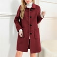thumbnail image 1 of Xdegoge Womens Wool Blend Pea Coat Winter Long Sleeve Single Breasted Overcoat Elegant Knee Length Jackets Outerwear with Pockets, 1 of 7