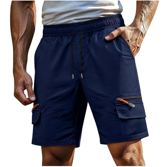 Xdegoge Workout Cargo Shorts for Men Lightweight Quick Dry Athletic Running Shorts Elastic Waist Drawstring Zipper Pockets for Gym Training Hiking Outdoor Summer Casual