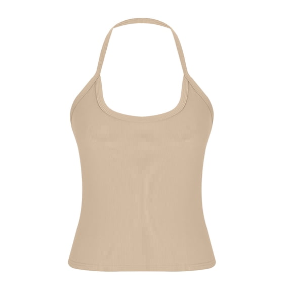 Xdegoge Workout Tops for Women Sleeveless Halter Top Summer Slim Breathable Cropped Cami Fashion Solid Color Crew Neck 2026 Tank Top