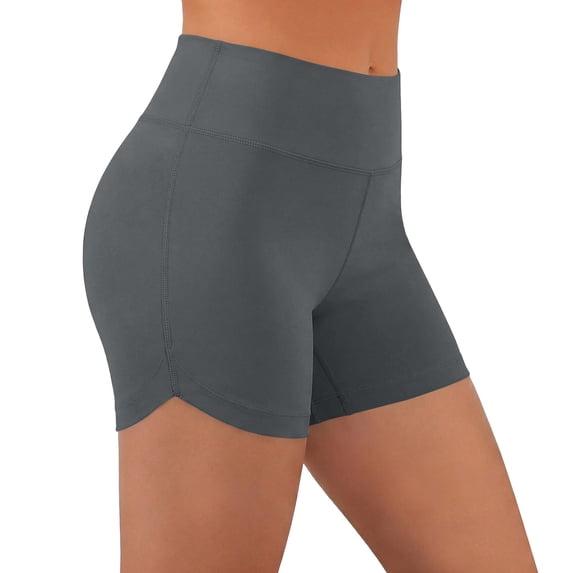 Xdegoge Yoga Shorts for Women High Waisted Tummy Control Biker Shorts Dolphin Hem Athletic Workout Running Gym Shorts Spandex Stretch Compression Activewear Shorts