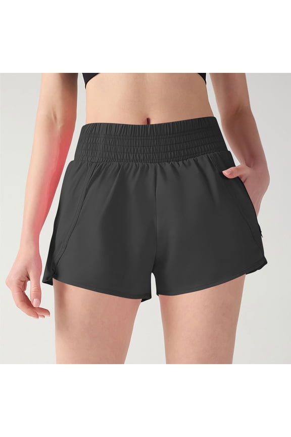 Yoga Shorts for Women with Pockets Smocked Waist Quick Dry Running Shorts Relaxed Fit Everyday Lounge Shorts Lightweight Athletic Casual Volleyball Biker Shorts Wear