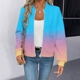 thumbnail image 1 of Xdegoge Zip up Jackets for Women Trendy Waffle-Knit Gradient Striped Bomber Jacket Lightweight Long Sleeve Mock Neck Fashion Tops with Pockets Outerwear, 1 of 5