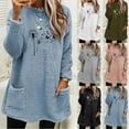 thumbnail image 1 of Xdegoge Womens Fleece Sweatshirts Pullover Warm Sherpa Lightweight Long Sleeve Tops with Pockets Fuzzy Cozy Casual Oversized Winter Clothes, 1 of 5