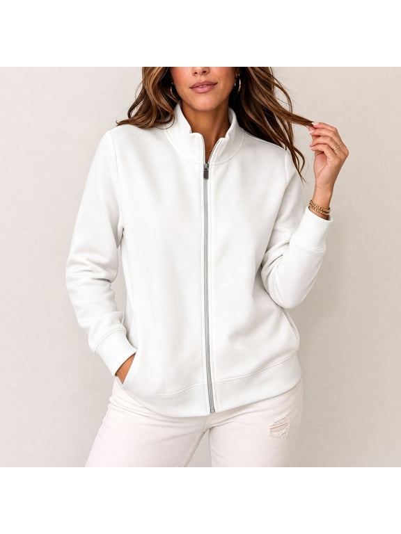 Zip Up Sweatshirts for Women Stand Collar Track Jackets Lightweight Athletic Activewear for Running Workout Gym Comfy Spring Fall Tops