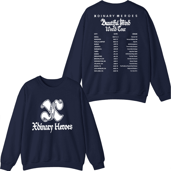 Xdinary Heroes Merch 2025 World Tour Beautiful Mind Crewneck Sweatshirt Unisex Men Women Long Sleeve