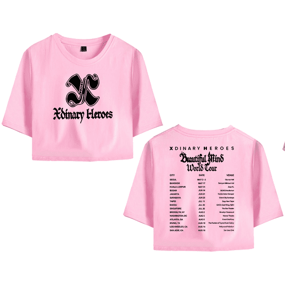 Xdinary Heroes Merch 2025 World Tour Beautiful Mind Crop Top Graphic T-shirt Women Girl Short Sleeve