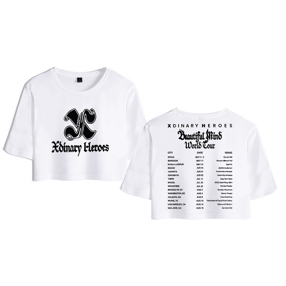 Xdinary Heroes Merch 2025 World Tour Beautiful Mind Crop Top Graphic T-shirt Women Girl Short Sleeve
