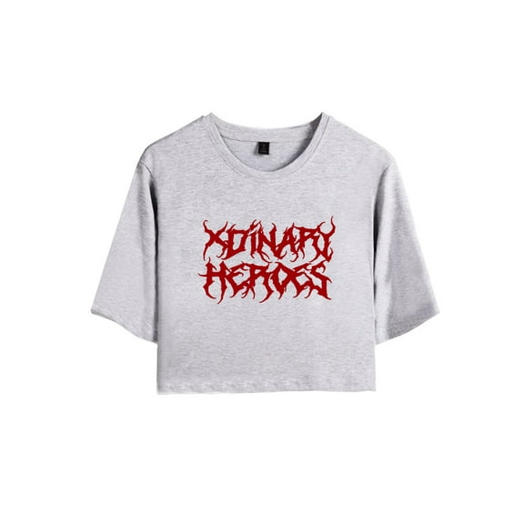 Xdinary Heroes Merch Red Logo Crop Top Graphic T-shirt Women Girl Short Sleeve