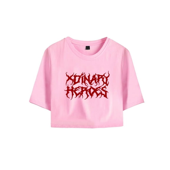 Xdinary Heroes Merch Red Logo Crop Top Graphic T-shirt Women Girl Short Sleeve
