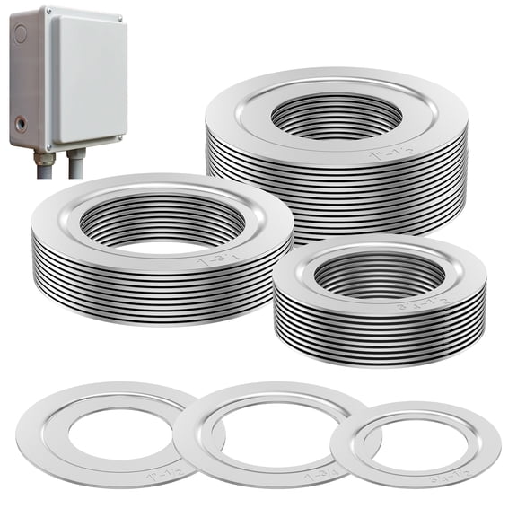 Xdziklosj 100 Pcs Rigid Conduit Reducing Washer Assortment Kit, Zinc Plated Steel Knockout Reducers Total 3/4" to 1/2" 1" to 3/4" 1" to 1/2"