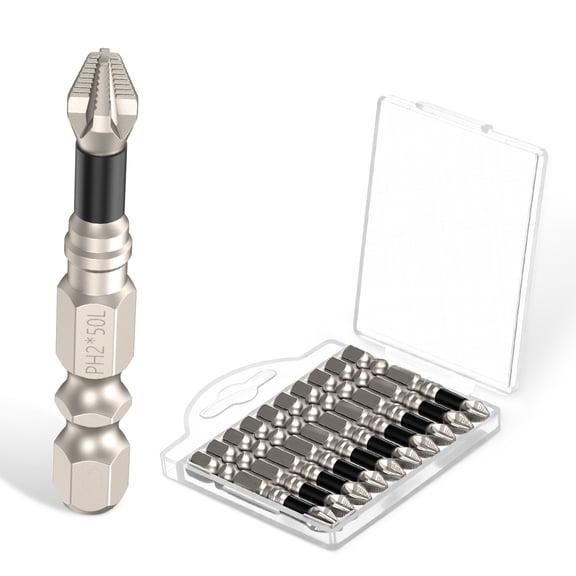 Xdziklosj 10Pcs Impact Driver Cross Bit Set S2 Alloy Steel 1/4 Inch Hex Shank Magnetic Nonslip Screwdriver PH2 Bit for Screw Tight Space