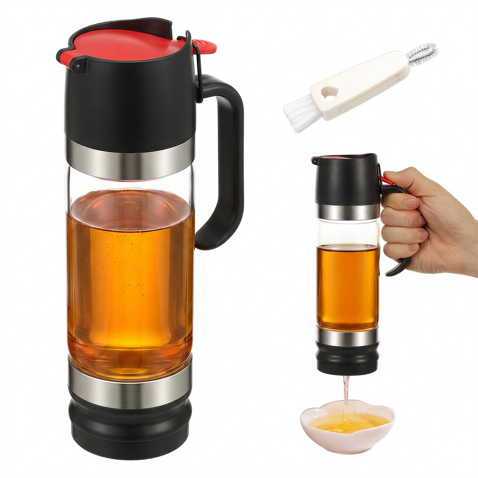 Xdziklosj 12oz No Drip Honey Dispenser with Handle Glass Honey Jar Syrup Dispenser for Coffee or Tea Honey Dispensers