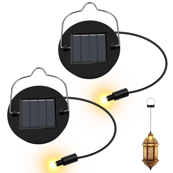 Xdziklosj 2 Pack Solar Light Replacement Tops with 600mAh Rechargeable Battery Outdoor Waterproof Lantern for Hanging Moroccan Garden Patio Decor