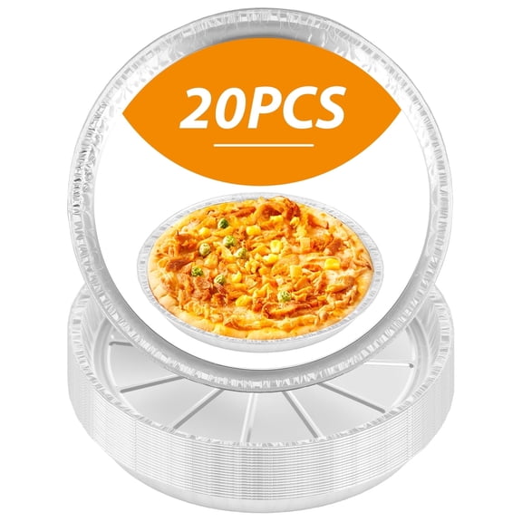 Xiyztok 20-Pack 8-Inch Disposable Aluminum Pizza Pans for Personal Pizzas, Round Foil Bakeware Trays