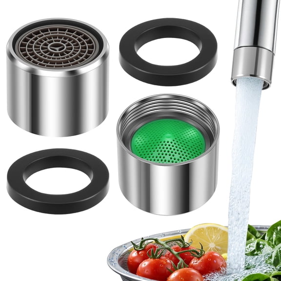 Xdziklosj 2Pcs Faucet Aerator 55/64 inch Female Thread Chrome Plated Metal Kitchen Sink Faucet Aerator Replacement for Kitchen
