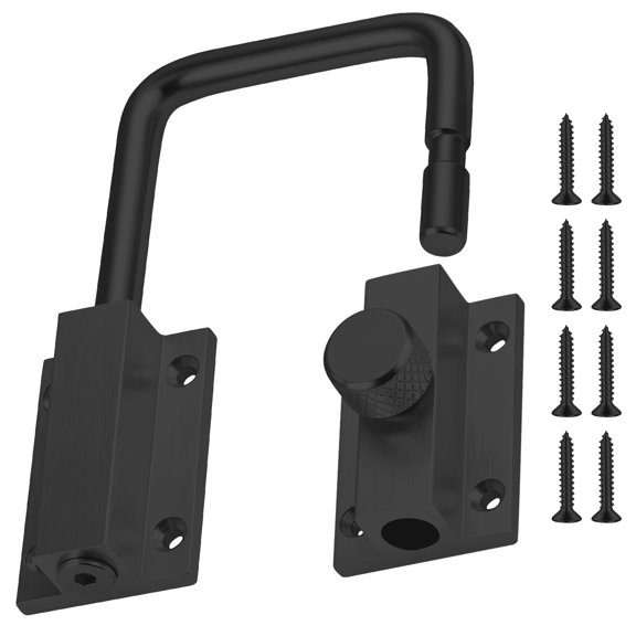 Xdziklosj 4 inch Door Loop Lock 90/180 Degree Installation Security Door Latch Anti Theft Privacy Bolt Lock with Screws for Cabinet Drawer