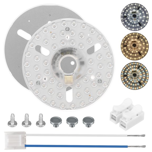 Xdziklosj 6.3" Ceiling Fan LED Light Panel Replacement Upgrade Retrofit Kit 2200LM Bright 3CCT 3000K 4200K 6500K Daylight 110V 24W PCB Board Magnetic or Screw Easy Install to Reilluminate