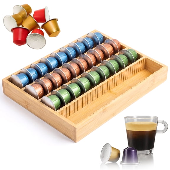 Xdziklosj Bamboo Coffee Pod Storage Holder Drawer Insert for Counter Compatible with Capsule for Kitchen Home Office Coffee Station