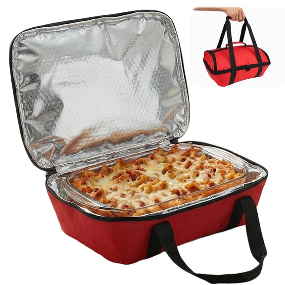 Xdziklosj Casserole Dish Carrier Insulated Hot Casserole Carrying Case Food Carrier Fits 9" x 13" Baking Dish Lasagna Pan for Picnic Camping Barbecue