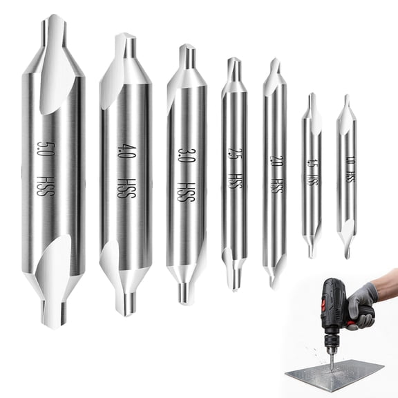 Xdziklosj Center Drill Bit Set M2 High Speed Steel 7pcs 60 Degree Angle Centering Drill Bit Countersink Tool for Lathe Metalworking in Size 0.039 0.059 0.079 0.098 0.12 0.16 0.2inch