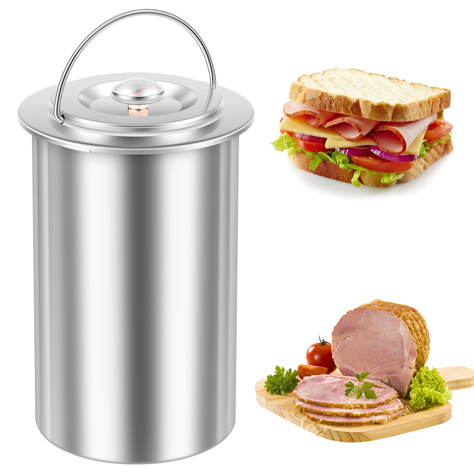 Xdziklosj Meat Press Cooker 304 Stainless Steel Homemade Ham Press Maker with Thermometer and 10 Cooking Bag for Ham Bacon Deli Meat