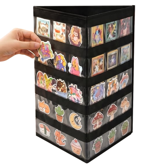 Xdziklosj Portable Sticker Display Stand for Vendor 5 Layers and 3 Sides No Assembly Required Sticker Display Rack for Event Small Business Supplier 13 x 17 in