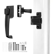 Storm and Screen Door Push Button Latch Set, Heavy Duty Zinc Alloy Handle, Fits 5/8" to 1-1/4" Thick, Black Finish with Mounting Hardware