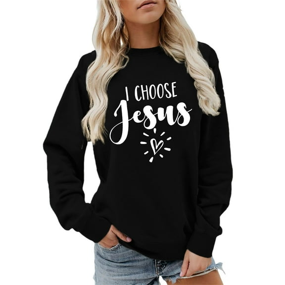 Xdzjlr Christian Hoodies For Women Pullover Sweatshirt Long Sleeve Crewneck Casual Tops Oversized Hoodie Black M