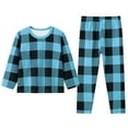 thumbnail image 1 of Xdzjlr Girls Christmas Sleepwear Toddler Baby Boys Plaids Print Winter Coats Pants Outfits Set Xmas Nightwear Kids Pjs Pajamas Sky Blue, 1 of 3
