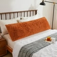 thumbnail image 1 of XeGe Fluffy Faux Fur Body Pillow Cover, Shaggy Plush Long 20x54 Bed Pillow Case with Zipper Closure, Soft Decorative Furry Fuzzy Body Pillowcase, 20" x 54", Burnt Orange, 1 of 7