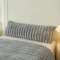 thumbnail image 1 of XeGe Fluffy Faux Rabbit Fur Body Pillow Cover, Cozy Plush Fuzzy Striped 20x54 Body Pillowcase with Zipper, Home Decorative Shaggy Furry Ribbed Bedroom Long Pillow Cover Bed Couch Sofa, Light Grey, 1 of 6