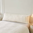thumbnail image 1 of XeGe Fluffy Faux Rabbit Fur Body Pillow Cover, Cozy Plush Fuzzy Wide Striped 20x54 Ivory Body Pillowcase, Decorative Shaggy Furry Zippered Bedroom Long Pillow Cover for Pregnancy Side Sleeper, Beige, 1 of 6