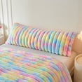 thumbnail image 1 of XeGe Fluffy Faux Rabbit Fur Body Pillow Cover, Luxury Plush Fuzzy Striped 20x54 Tie Dye Body Pillowcase Bedroom, Shaggy Furry Zippered Bedroom Long Pillow Case Pregnant Women Side Sleeper, Rainbow, 1 of 6