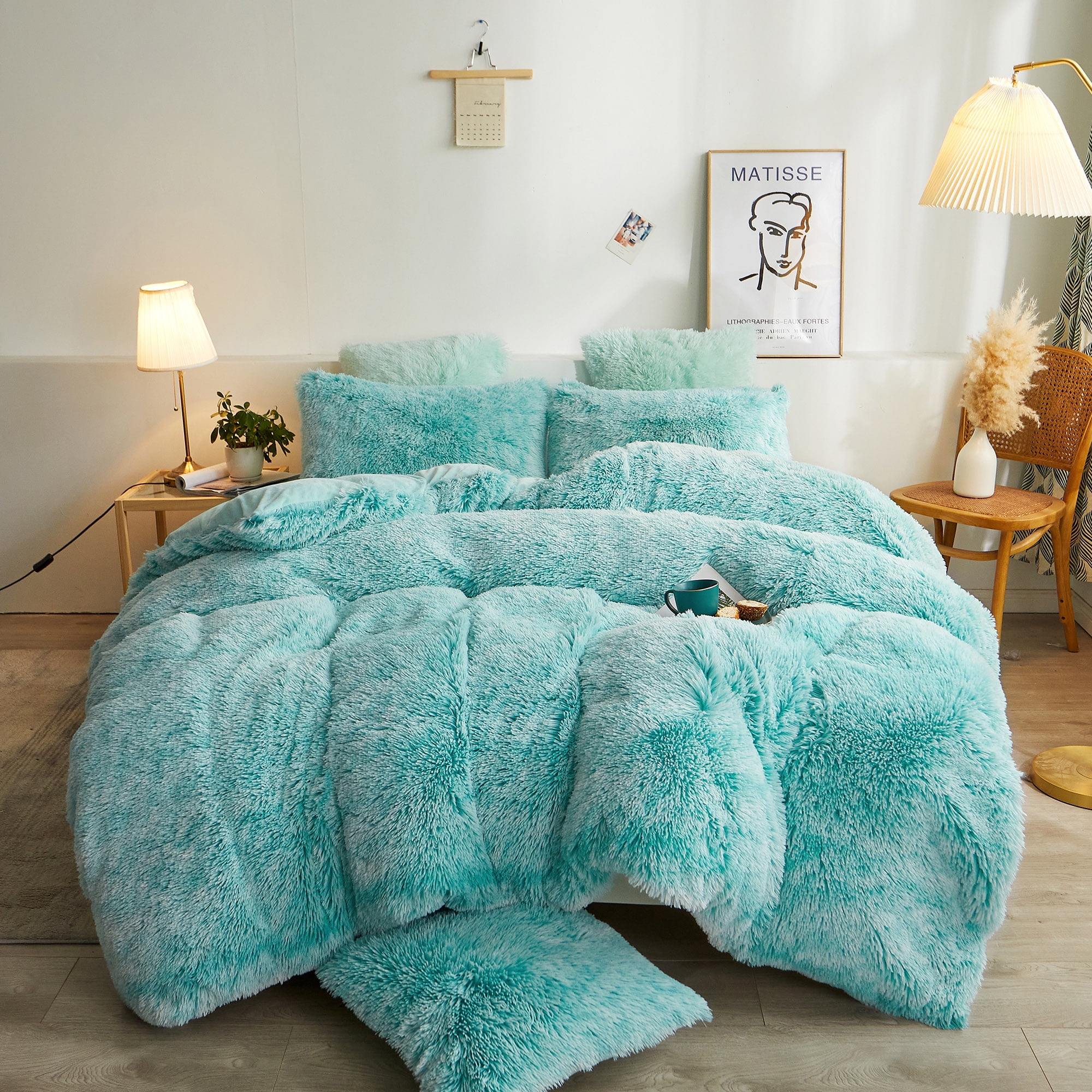 XeGe Luxury Plush Shaggy Duvet Cover Set, Soft Faux Fur Fuzzy Comforter Cover Set, 2 Pieces