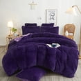 thumbnail image 1 of XeGe Luxury Plush Shaggy Duvet Cover Set, Ultra Soft 3 Pieces Fluffy Comforter Cover Set, Faux Fur Fuzzy Bedding Set (1 Furry Duvet Cover+2 Throw Pillow Shams), Zipper Closure (Queen, Purple), 1 of 7