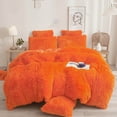 thumbnail image 1 of XeGe Plush Shaggy Duvet Cover Set, Luxury Ultra Soft Fluffy Faux Fur Bedding Sets 3 Pieces Velvet(1 Fuzzy Furry Comforter Cover + 2 Faux Fur Pillow Cases), Zipper Closure (Queen, Orange), 1 of 7