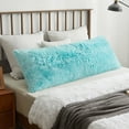 thumbnail image 1 of XeGe Shaggy Faux Fur Body Pillow Cover - Long, Soft, Decorative Fluffy Plush Pillowcase with Zipper Closure, 20" x 54", Aqua Ombre, 1 of 8