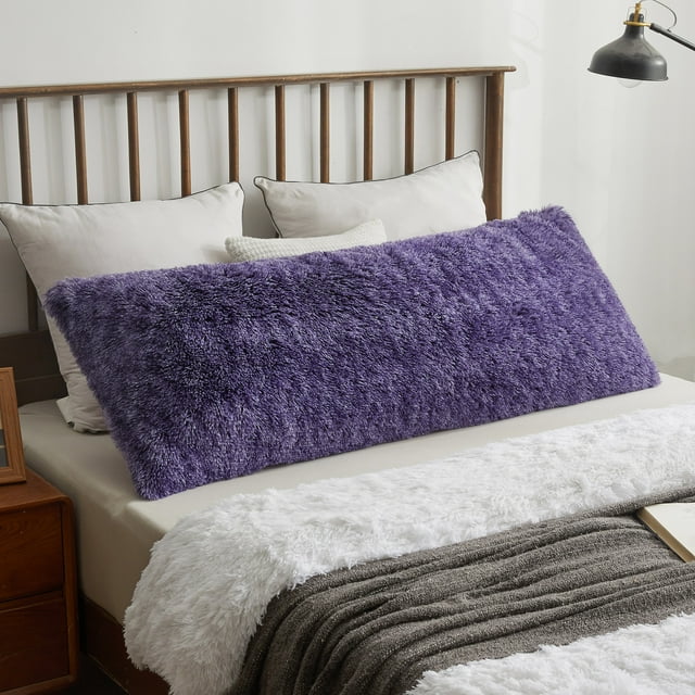 "XeGe Shaggy Faux Fur Body Pillow Cover, 20""x54"" Zippered, Plush