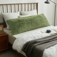 thumbnail image 1 of XeGe Shaggy Faux Fur Body Pillow Cover, Fluffy Long 20x54 Bed Pillow Case with Zipper Closure, Soft Decorative Plush Furry Fuzzy Body Pillowcase, 20" x 54", Sage Green, 1 of 8