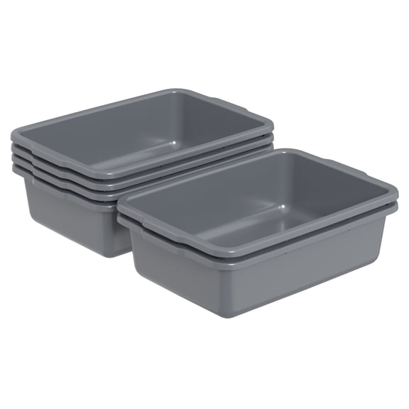 Xeabia 6 Packs 24 L Commercial Restaurant Bus Tub, Plastic Bus Boxes, Gray