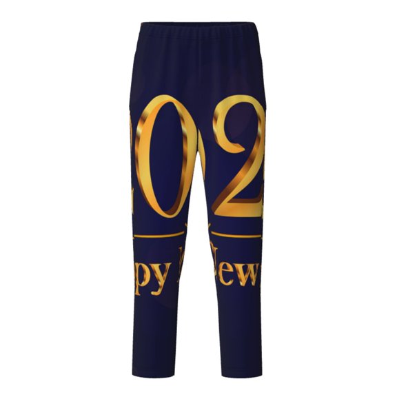 Xecao 2025 Happy New Year 3 Print Teenagers' Pajama Pants Long Sleep Pants Soft Elastic Waist Pajama Bottoms Elastic waist with 2 Pockets 5-16 Years-XS(5-6)