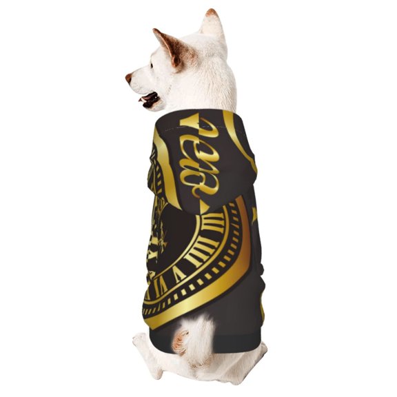 Xecao 2025 New Year Pattern Sweatshirts Winter Pet Dog Hoodie Puppy Coat Dog Sweaters Dog Clothes with Hat Dog Clothes Costume Outfit,Small Pets Wear-XX-Large